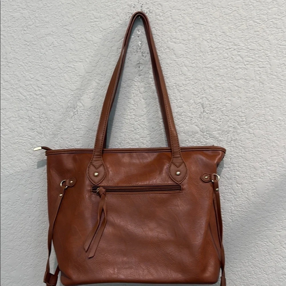 Elegant Brown Leather Tote Bag by Montana West